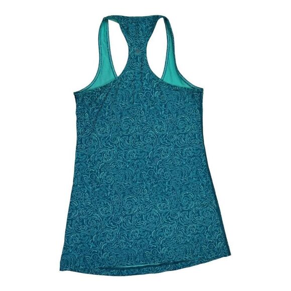 Lululemon Tank Top Women's Size 6 Curly Says Pattern Blue Tank Top - Picture 8 of 11